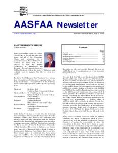 ALABAMA ASSOCIATION OF FINANCIAL AID ADMINISTRATORS  AASFAA Newsletter www.aasfaaonline.org  PAST PRESIDENT’S REPORT