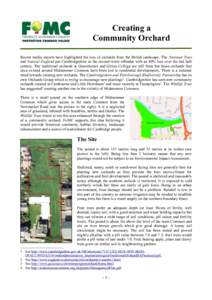 Creating a Community Orchard Recent media reports have highlighted the loss of orchards from the British landscape. The National Trust and Natural England put Cambridgeshire as the second worst offender with an 80% loss 