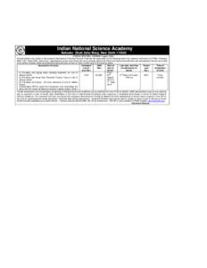 Indian National Science Academy Bahadur Shah Zafar Marg, New Delhi[removed]NOTICE INVITING TENDER (August[removed]Sealed tenders are invited in two separate bids system Technical bid and Financial bid separately for the fo