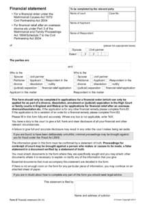 Form E Financial statement for a financial order or for financial relief after an overseas divorce or dissolution etc