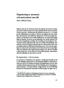 Organisering av autonomi och universitetet som idé Shirin Ahlbäck Öberg