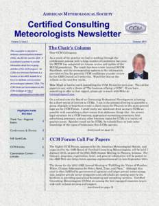 AMERICAN METEROLOGICAL SOCIETY  Certified Consulting Meteorologists Newsletter Volume 5, Issue 2