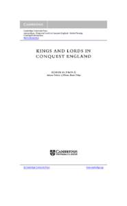 Cambridge University Press[removed]Kings and Lords in Conquest England - Robin Fleming Copyright Information More information  © Cambridge University Press