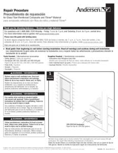 Service Guide - Windows & Patio Doors - Repair of Glass Fiber Composite & Fibrex® Materials -- A- Series - Casement - Awning - Hung - Picture - Transom - Specialty - Half Circle - Quarter Circle - Elliptical - C