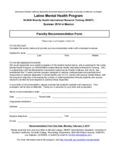 Microsoft Word - USC MHIRT_Recommendation Form 2013 Template.doc