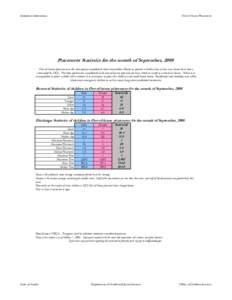 Statistical Information  Out of Home Placement Placement Statistics for the month of September, 2008 Out-of-home placement is the last option considered when reasonable efforts to protect a child in his or her own home h