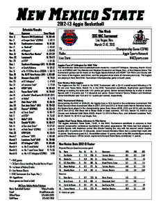 New Mexico State[removed]Aggie Basketball Schedule/Results Date	Opponent	 Time/Result