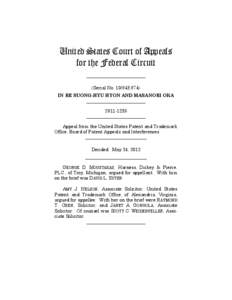 United States Court of Appeals for the Federal Circuit __________________________ (Serial No[removed],674) IN RE SUONG-HYU HYON AND MASANORI OKA __________________________