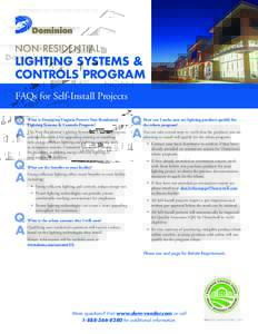 NON-RESIDENTIAL  LIGHTING SYSTEMS & CONTROLS PROGRAM FAQs for Self-Install Projects