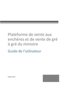 Plateforme de vente aux enchères et de vente de gré à gré du ministre Guide de l’utilisateur