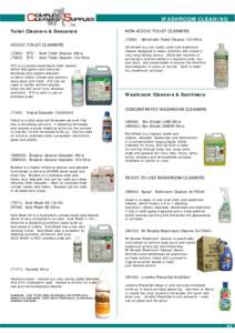 WASHROOM CLEANING Toilet Cleaners & Descalers NON-ACIDIC TOILET CLEANERS (T083)