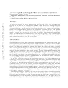 1  Epidemiological modeling of online social network dynamics