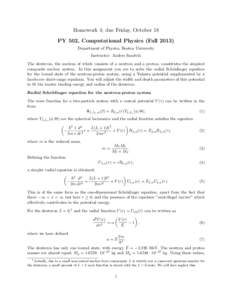 Homework 4; due Friday, October 18 PY 502, Computational Physics (Fall[removed]Department of Physics, Boston University