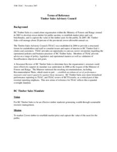 1  TOR TSAC – November 2007 Terms of Reference Timber Sales Advisory Council