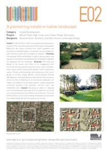 A pioneering estate in native landscape  E02 Image: DPCD Plan: Graeme Gunn