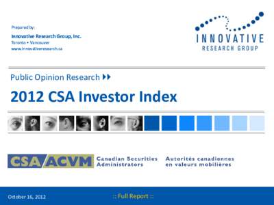 Prepared by:  Innovative Research Group, Inc. Toronto • Vancouver www.innovativeresearch.ca