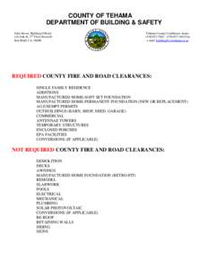 COUNTY OF TEHAMA DEPARTMENT OF BUILDING & SAFETY John Stover, Building Official 444 Oak St. 2nd Floor Room H Red Bluff, CA[removed]