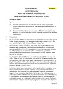DECISION REPORT  APPENDIX 2 WILTSHIRE COUNCIL TOWN AND COUNTRY PLANNING ACT 1990