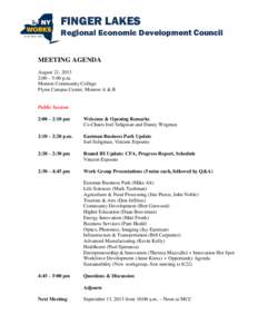 FINGER LAKES Regional Economic Development Council MEETING AGENDA August 21, 2013 2:00 – 5:00 p.m. Monroe Community College