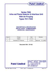 Patol Limited  Series 7000 Infra-red Flame Detector & Interface Unit With Air Purging Types[removed]