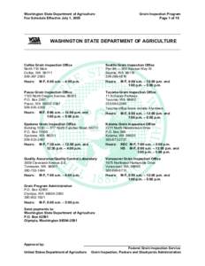 Washington State Department of Agriculture Fee Schedule Effective July 1, 2005 Grain Inspection Program Page 1 of 18