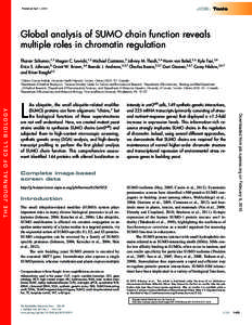Published April 1, 2013  JCB: Tools Global analysis of SUMO chain function reveals multiple roles in chromatin regulation