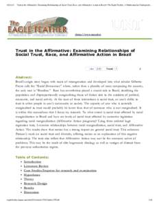 [removed]Trust in the Affirmative: Examining Relationships of Social Trust, Race, and Affirmative Action in Brazil | The Eagle Feather, A Publication for Undergradu… (http://www.unt.edu)