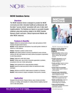 Nurses Improving Care for Healthsystem Elders  NICHE Solutions Series Overview The NICHE Solutions Series is designed to provide the NICHE community and other interested healthcare professionals with