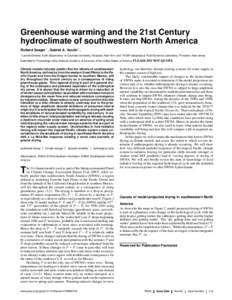 Greenhouse warming and the 21st Century hydroclimate of southwestern North America Richard Seager ∗ , Gabriel A. Vecchi † , ∗ Lamont  Doherty Earth Observatory of Columbia University, Paisades, New York, and † NO