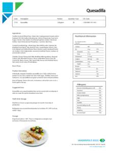 Quesadilla Code Description  Portion