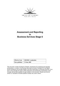 Assessment and Reporting in Business Services Stage 6