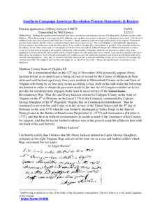 Southern Campaign American Revolution Pension Statements & Rosters Pension application of Drury Jackson S38075 Transcribed by Will Graves f16VA[removed]