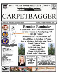 -801st / 492nd BOMBARDMENT GROUP-  CARPETBAGGER SPECIAL SUMMER EDITION[removed]NEWSLETTER VOLUME #135