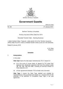 Northern Territory of Australia  Government Gazette ISSN-0157-833X  No. S8