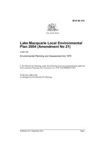 2010 No 512  New South Wales Lake Macquarie Local Environmental Plan[removed]Amendment No 21)