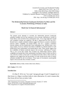 Journal of Economics and Development Studies March 2015, Vol. 3, No. 1, ppISSN: Print), Online) Copyright © The Author(s). All Rights Reserved. Published by American Research Institute for 