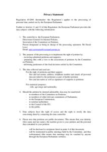 Petition / Parliament of Singapore / European Data Protection Supervisor / Petitions / Computer law / E-Petitioner / Committee on Petitions / European Parliament / Petitioner