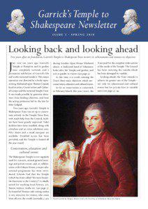 Garrick’s Temple to Shakespeare Newsletter ISSUE 3 . SPRING 2010