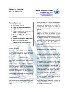 Minority Update  OHCHR Indigenous Peoples and Minorities Unit  N°5 – July 2007