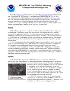 STS-125 Pre-Mission Summary