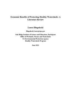   	
   Economic Benefits of Protecting Healthy Watersheds: A Literature Review