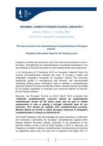 Discussion Note_Working Lunch_Mainstreaming of Competitiveness