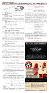 Sac and Fox News • May 2013 • Page[removed]SAC AND FOX NATION ELECTION DATES TO REMEMBER ATTENTION TRIBAL MEMBERS A MEMBER OF THE TAX COMMISSION STAFF