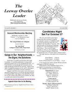 The Leeway Overlee Leader Published by the Leeway Overlee Civic Association http://www.leewayoverlee.org/