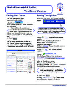 Desire2Learn Quick Guide: The Short Version