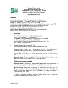 DORSET ROAD SAFE 10.00, THURSDAY 10 OCTOBER 2013 SEES BOARD ROOM, KIMMERIDGE HOUSE, DORSET GREEN TECHNOLOGY PARK MINUTES OF MEETING Attendees: