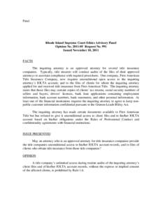 Final  Rhode Island Supreme Court Ethics Advisory Panel Opinion No[removed]Request No. 991 Issued November 10, 2011