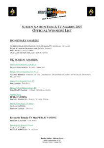 Screen Nation Film & TV Awards[removed]Official Winners List