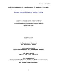 Final Report JECEuropean Association of Establishments for Veterinary Education European System of Evaluation of Veterinary Training