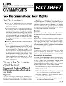 New Jersey Department of Law & Public Safety Division on FACT SHEET  Sex Discrimination: Your Rights